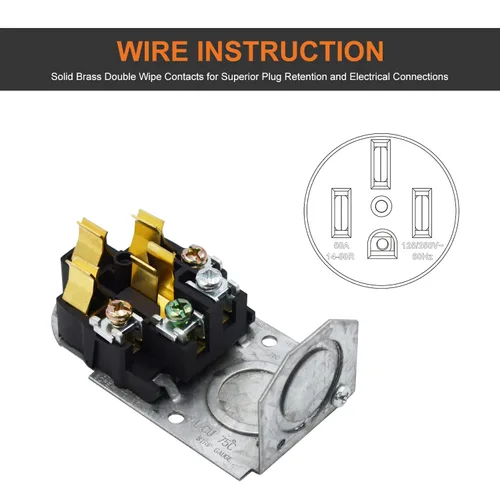 Miniatura 5 de Micmi NEMA 6-30R Receptáculo de alimentación de 2 polos y 3 cables de montaje en superficie, grado industrial 30A 125/250 V, certificación UL, negro