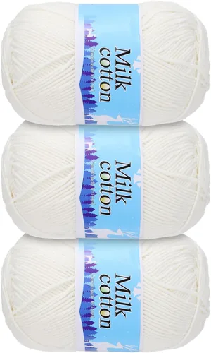 Miniatura 11 de Hilo de algodón, 60 % algodón y 40 % fibras acrílicas, hilo suave para tejer a mano, para manualidades, manualidades, proyectos de tejer, decoración