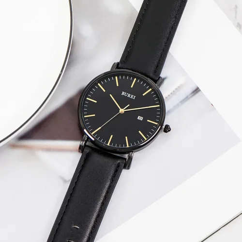 Miniatura 3 de BUREI - Reloj de pulsera analógico para hombre con fecha, extensible de malla de acero inoxidable