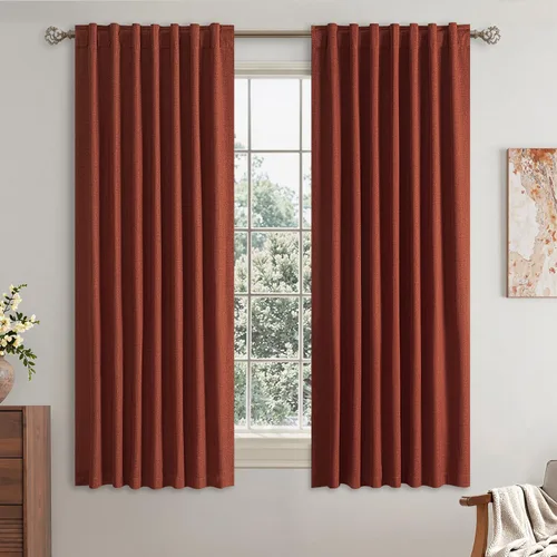 Miniatura 9 de EMEMA - Cortinas opacas de lino color beige, 72 pulgadas de largo, 2 paneles para dormitorio o sala de estar, con aislamiento térmico, 100%