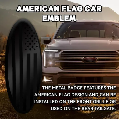 Miniatura 3 de Emblema para portón trasero para Ford F150 F250 F350 Bandera Americana Negra de 9 Pulgadas Emblema para parrilla delantera para emblemas de Ford