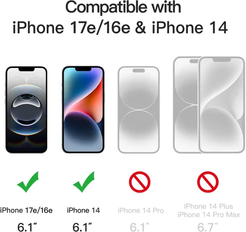 Miniatura 2 de Protector de pantalla de privacidad JETech para iPhone 16e 2025, iPhone 14 de 6.1 pulgadas, película de vidrio templado antiespía, 2