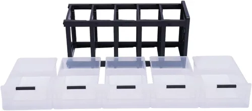 Miniatura 9 de Cómoda de plástico para dormitorio, organizador de 5 cajones, armario de almacenamiento vertical moderno para ropa, torre de almacenamiento alta
