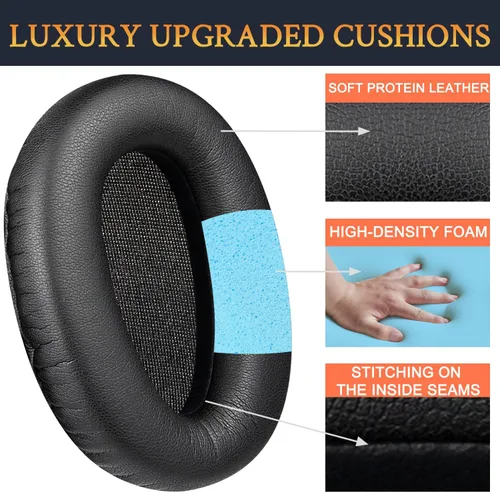 Miniatura 4 de SOULWIT Almohadillas para auriculares Sony WH-CH700N/MDR-ZX780/MDR-ZX770/MDR-10R, piel de proteína suave, espuma de alta densidad, color negro