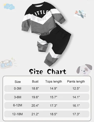 Miniatura 7 de Baby Boy Clothes Color Block Oversized Sweatshirt Romper + Pants Fall Winter Infant Baby Outfits Sets