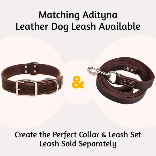 Miniatura 8 de ADITYNA Collar de Cuero Resistente para Perros Grandes - Collar de Cuero Suave y Fuerte para Caminar, Entrenar, Cazar y Correr