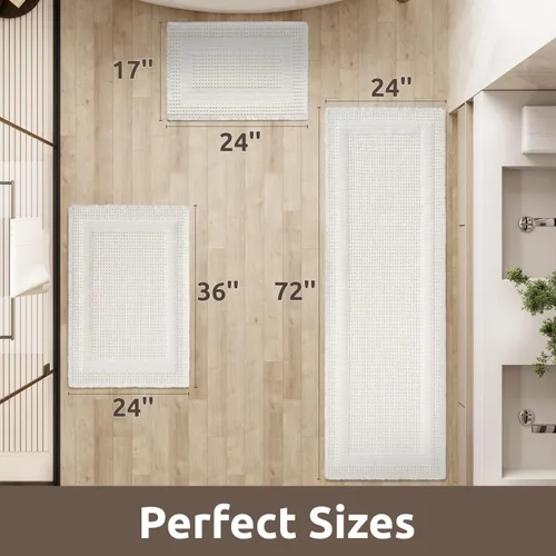 Miniatura 2 de AMOAMI Alfombra de Baño con Textura de Waffle, Alfombras de Baño Absorbentes para Baño Antideslizantes, Alfombras de Baño Lavables a Máquina