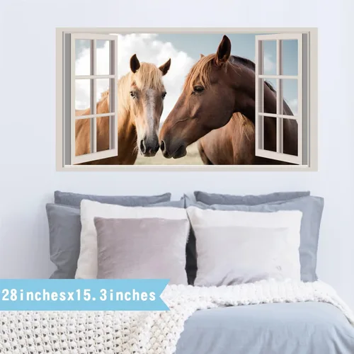 Miniatura 7 de Calcomanías de pared de caballos, animales de granja, calcomanías de pared 3D falsas para ventanas, calcomanías de vinilo para decoración