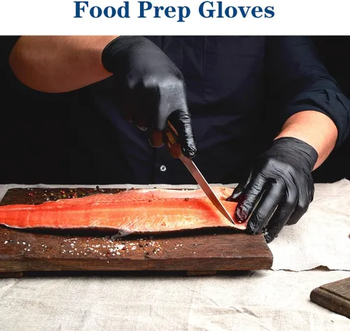 Miniatura 2 de YKANG Black Disposable Nitrile Gloves,Latex Free Disposable Gloves 100 PCS,Food Safe Food Prep Cooking Gloves