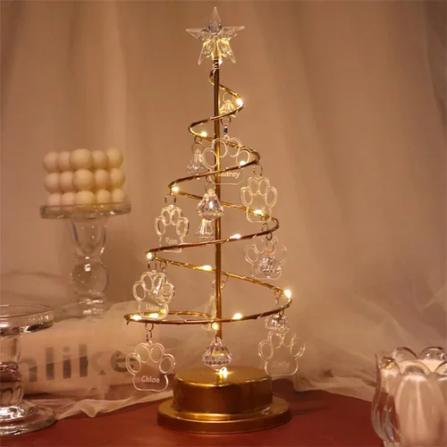 Miniatura 18 de Foto personalizada de árbol de Navidad, luces personalizadas para árbol de Navidad de 1 a 10, imagen familiar, mesa de metal, luz nocturna de árbol