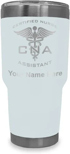 Miniatura 13 de LaserGram Vaso aislado al vacío de 20 onzas, asistente de enfermera certificada por CNA, grabado personalizado incluido (negro)