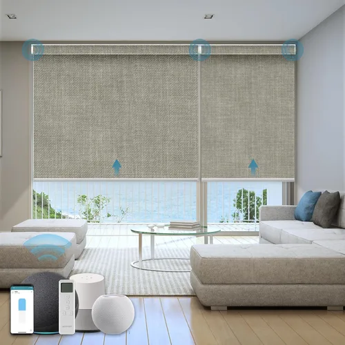 Miniatura 25 de Persiana Motorizada, Compatible con Homekit Thread-Enabled, Persianas Inteligentes 100% Opacas con Control Remoto, Persiana Enrollable Eléctrica
