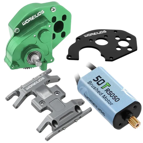 Miniatura 8 de Motor RC 050 50T Motor cepillado con caja de cambios de transmisión de aleación de aluminio para Axial SCX24 AXI00002 AXI00001 AXI90081 AXI00006 Azul