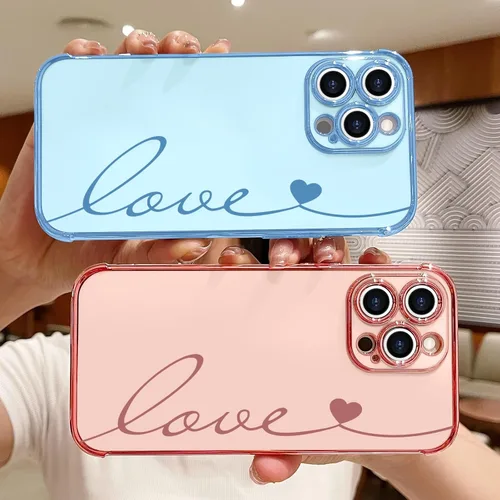 Miniatura 7 de LAPOPNUT Funda compatible con iPhone 13 Pro, bonito diseño de corazón de amor para mujeres y niñas, parachoques chapado de lujo con cubierta