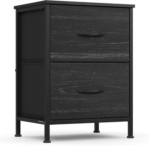 Miniatura 7 de SONGMICS Cajonera para dormitorio, cómoda con cajones, mesita de noche, acero, MDF, 2 cajones de tela no tejida, unidad organizadora