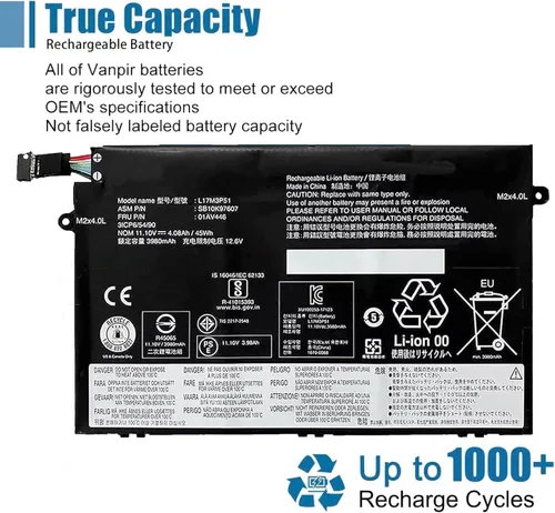 Miniatura 5 de L17M3P51 01AV446 - Batería de repuesto para laptop Lenovo ThinkPad E480 E485 E495 E580 E585 Series Notebook SB10K97607 L17C3P51 SB10K97609 01AV448