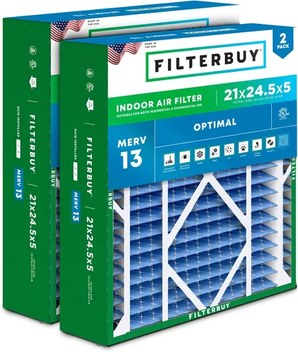 Miniatura 42 de Filterbuy Filtro de Aire MERV 13 de 20 x 25 x 5 pulgadas para defensa óptima contra el humo y las alergias (paquete de 2), filtros plisados