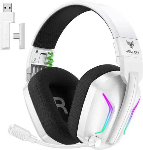 Miniatura 11 de WESEARY Auriculares inalámbricos para juegos para PS5, PS4, PC, Switch y Mac, latencia ultra baja de 20 ms, USB de 2.4 GHz y Bluetooth 5.4