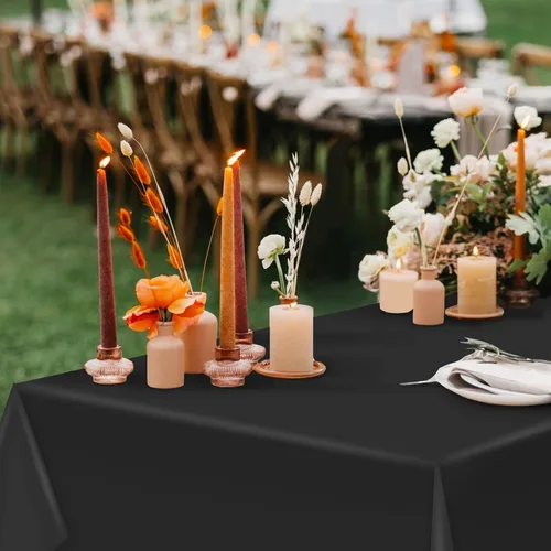 Miniatura 8 de Hxezoc Mantel de plástico desechable negro, 54 x 108 pulgadas, impermeable, para bodas, fiestas de cumpleaños, baby shower, suministros de fiesta