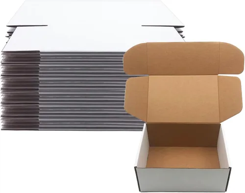 Juego de cajas de envío de 9x6x4 pulgadas de 25, caja de cartón corrugado blanco para envío de correspondencia, embalaje de folletos, embalaje de