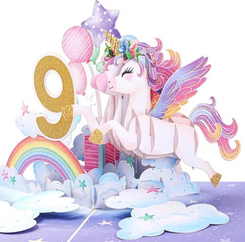 Miniatura 10 de Liif Tarjeta de feliz cumpleaños de 2º cumpleaños de unicornio, tarjeta de cumpleaños desplegable para niños de 2 años para niños, niñas, niños no.2