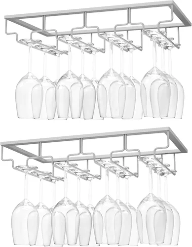 Miniatura 10 de Nuovoware Estante para copas de vino, soporte para copas de vino, 8 filas, color dorado profundo