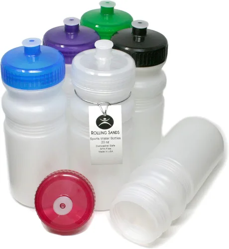 Miniatura 13 de Rolling Sands Botellas de Agua Deportivas de 20 Onzas Fabricadas en Estados Unidos - Paquete de 6 Botellas Deportivas en Blanco sin BPA para Equipos