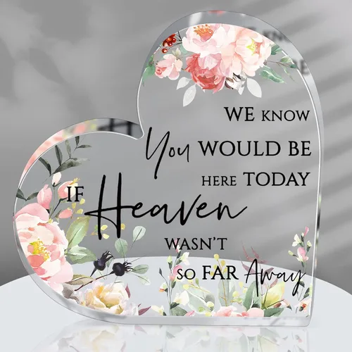 Miniatura 9 de Letrero de mesa conmemorativo para boda, con texto en inglés «We Know You Would Be Here Today If Heaven Wasn't So Far Away in Loving Memori», regalo