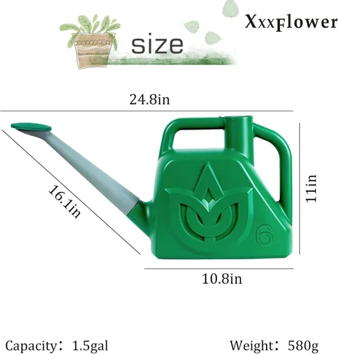 Miniatura 2 de XXXFLOWER Regadera Verde de 1.5 Galones para Jardín Exterior, Plantas de Flores, Latas de Agua Ligeras de 6 L con Boquilla Desmontable, Maceta