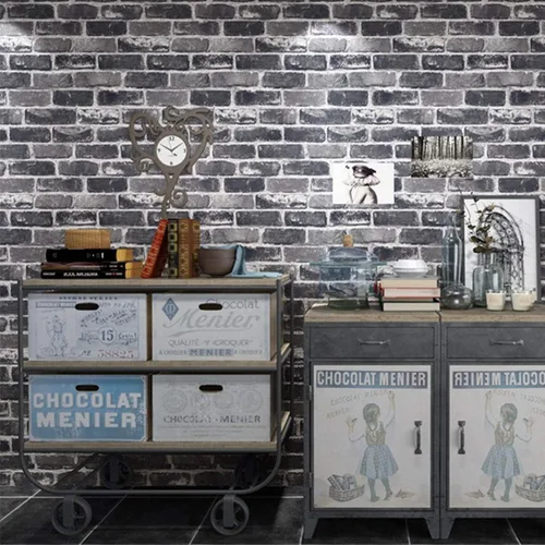 Okydoky Papel Tapiz Despegable y Adhesivo, Papel Tapiz de Ladrillo Gris para Decoración del Hogar, Papel de Contacto Adhesivo y Despegable para