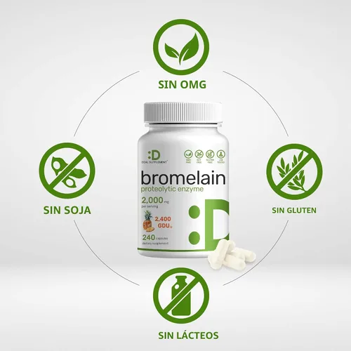 Miniatura 3 de Suplemento de bromelina 2,000 mg por porción, 240 cápsulas – Enzimas proteolíticas naturales de piña fresca – Apoya la digestión de nutrientes