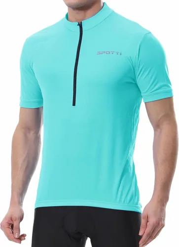 Miniatura 9 de Spotti Playera de manga corta para ciclismo de hombre con 3 bolsillos traseros, transpirable, secado rápido