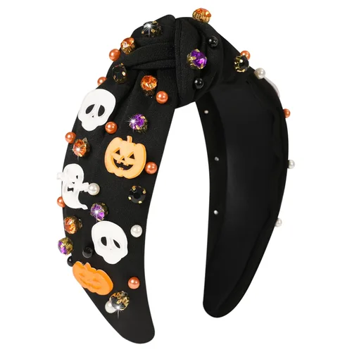Miniatura 16 de Diademas de fantasma de Halloween para mujer, diadema de araña espeluznante con cuentas de diamantes de imitación de cristal, accesorios