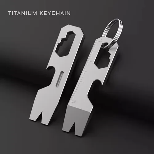 Miniatura 7 de Hamans Llavero de barra de palanca de bolsillo de titanio, herramienta múltiple Utra Mini Pry Bar abridor de botellas llave extractor de uñas