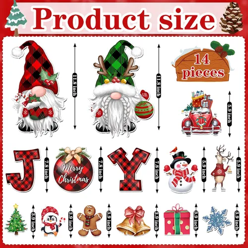 Miniatura 2 de Imanes de Navidad para refrigerador, 14 unidades, gnomo alegre, nevera, coche, puerta de garaje, calcomanías magnéticas para decoración