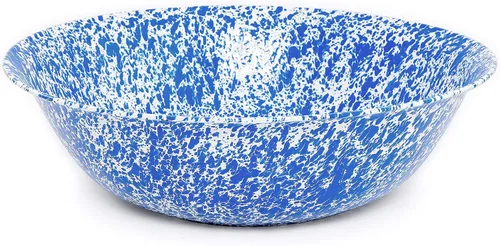 Miniatura 16 de Enamelware Cuenca pequeña, 4 cuartos de galón, Negro/Blanco Splatter (individual)