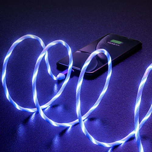 Miniatura 6 de AYI 3 combinaciones de múltiples puertos USB A a USBC Micro PD cable de carga rápida iluminado flujo de corriente compatible con casi todos