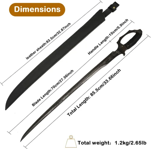 Miniatura 2 de Cuchillo machete de hoja de acero de alto manganeso para corte de árboles, resistente, full tang, para supervivencia al aire libre, caza, táctica