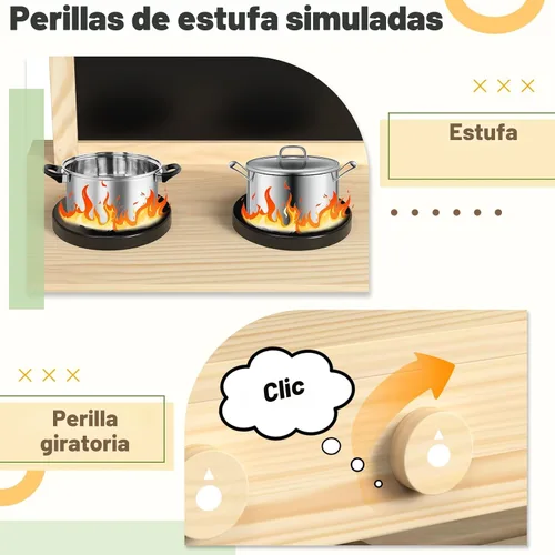 Miniatura 4 de Cocina de Juego Exterior de Madera de Cedro para Niños, Cocina de Barro con Grifo de Agua, Pizarra de Doble Cara, Estantes de Almacenamiento, Vasos