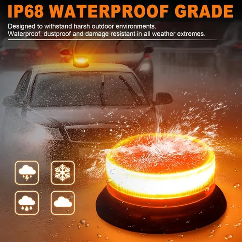 Miniatura 7 de Dinfu Luz estroboscópica magnética para camiones y carritos de golf, luz intermitente de advertencia de seguridad recargable IP68, 9 modos, lámpara
