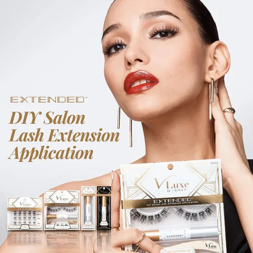 Miniatura 3 de VLuxe by iEnvy Extended Collection: Kit de iniciación de extensión de pestañas con 10 pares de alargamiento natural, aplicador y unión y sello