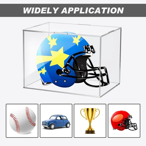 Miniatura 6 de Taiyin 4 piezas de mini casco, acrílico transparente mini fútbol/casco, caja de exhibición de plástico pequeño estuche de protección