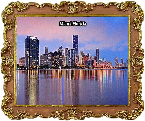 Miami Florida USA - Imán para refrigerador 3D, recuerdo de viaje, decoración de nevera, etiqueta engomada magnética, colección artesanal