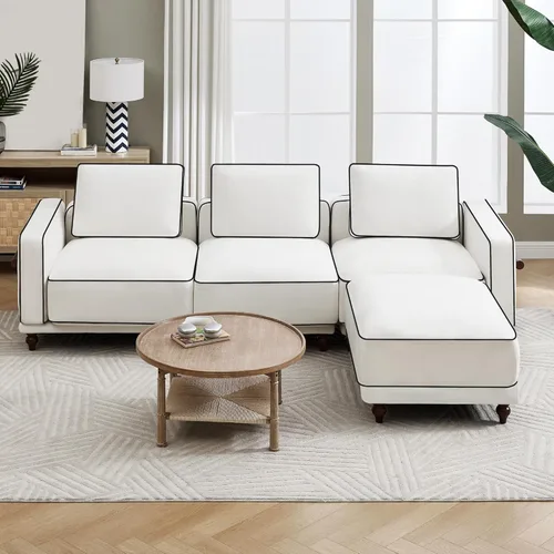 Miniatura 18 de Sofá biplaza modular de felpilla de 80 pulgadas, sofá pequeño color negro con fundas extraíbles lavables, cojines de espuma de alta resistencia