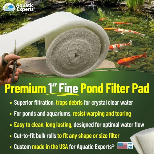 Miniatura 2 de Aquatic Experts Almohadilla de filtro clásica para estanque Koi FINE – Filtro de estanque en rollo blanco a granel, filtros de estanque ultra