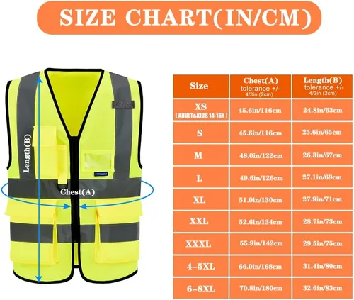 Miniatura 2 de A-SAFETY chaleco reflectante de alta visibilidad para hombres, Amarillo
