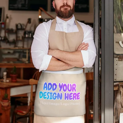 Miniatura 58 de AXKEUDO Delantal personalizado con bolsillos, delantales de cintura para camarera para cocinar en casa, restaurante, servir trabajo