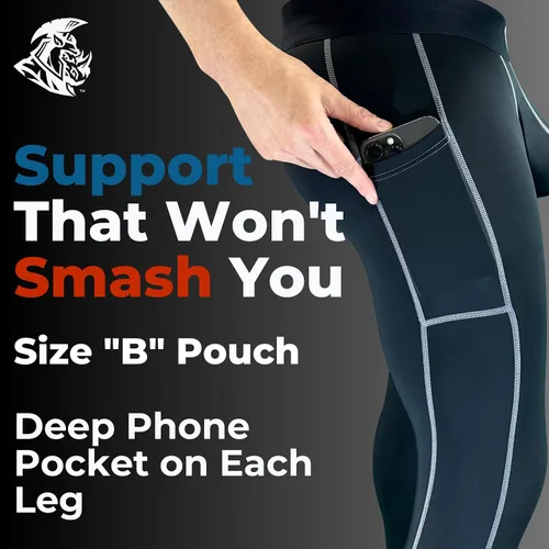 Miniatura 3 de Real Men D Pouch - Pantalones de compresión para hombre, leggings para hombre, pantalones de yoga, medias, capa base para hombres clima frío