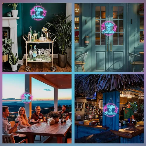 Miniatura 9 de Letreros de neón de café hasta cóctel para decoración de pared, luz de neón LED regulable, letreros de luz de café para iluminación de hogar, regalo