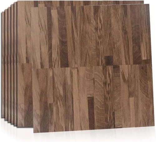 Midcard 10 piezas de azulejos adhesivos de PVC para salpicaduras, roble natural